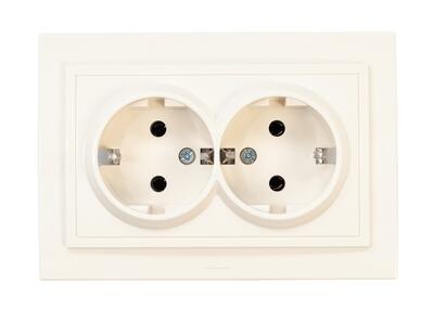 Изображение: розетка zena 2-мест. с/з кремовый т.м.el-bi в Минске