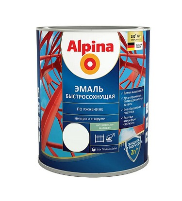 Изображение: грунт-эмаль алкидная alpina быстросохнущая по ржавчине (ral 9003 белый 0,75л) в Минске