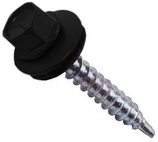Саморез кровельный 4,8х35 RAL9005 глубокий чёрный (контейнер/250шт)