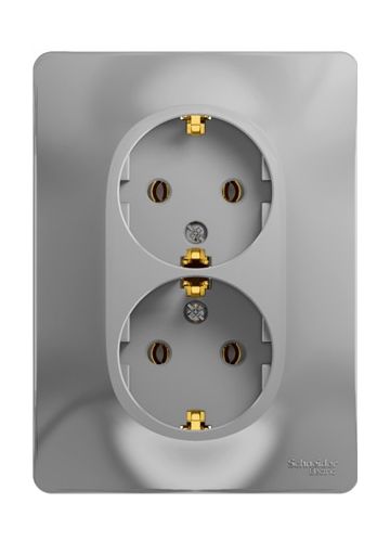 Изображение: розетка glossa gsl000324 2-мест. с/з б/ш с/рамк, алюм. т.м.schneider electric в Минске