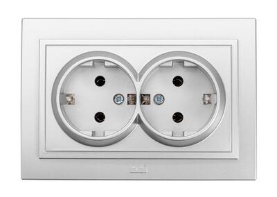 Изображение: розетка zena 2-мест. с/з серебро т.м.el-bi в Минске