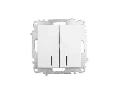 Изображение: выключатель zena vega 2-кл с подсветкой, белоснежный т.м.el-bi в Минске