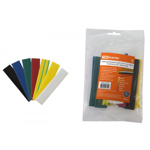 Изображение: трубка термоусуживаемая тут нг. d=14/7  набор (7 цветов по 3шт. 100мм) tdm в Минске