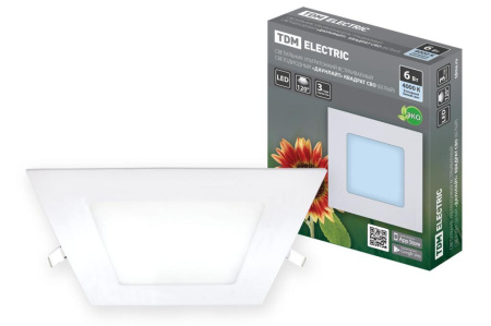 Изображение: светильник встраиваемый светодиодный "даунлайт" квадрат сво (белый) 6 вт 4000к tdm   в Минске