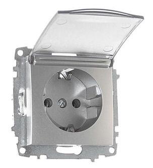 Изображение: розетка zena vega, с крышкой, с/з, серебро т.м.el-bi в Минске