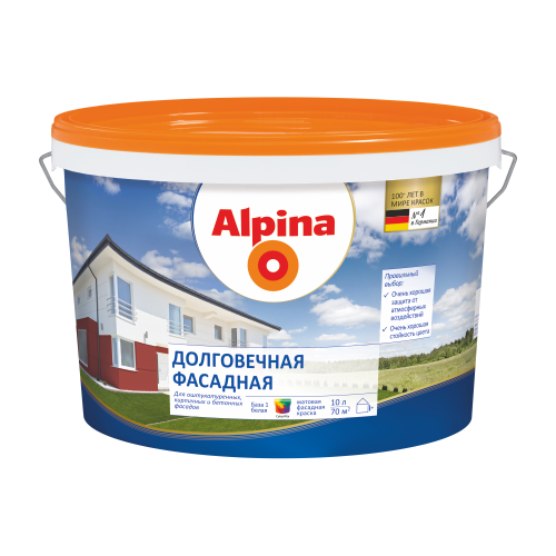 Изображение: краска вд-ак alpina долговечная фасадная база 3, прозрачная, 2,35 л / 3,36 кг в Минске