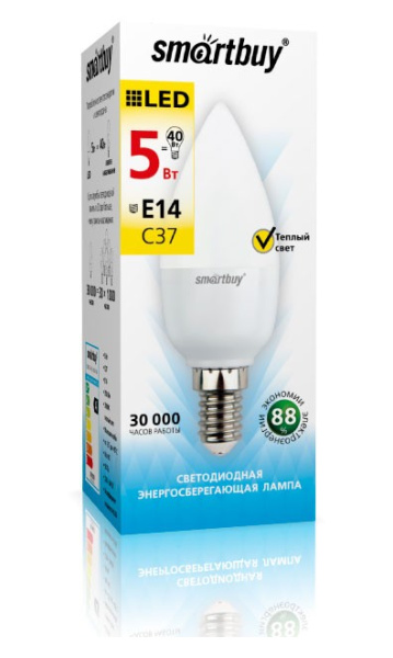 Изображение: светодиодная (led) лампа smartbuy-c37-05w/4000/e14 в Минске