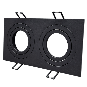 Картинка: светильник встраиваемый поворотный двойной под лампы 2* gu5.3, алюминий, 92*175мм, черный, ip20, tru в Минске