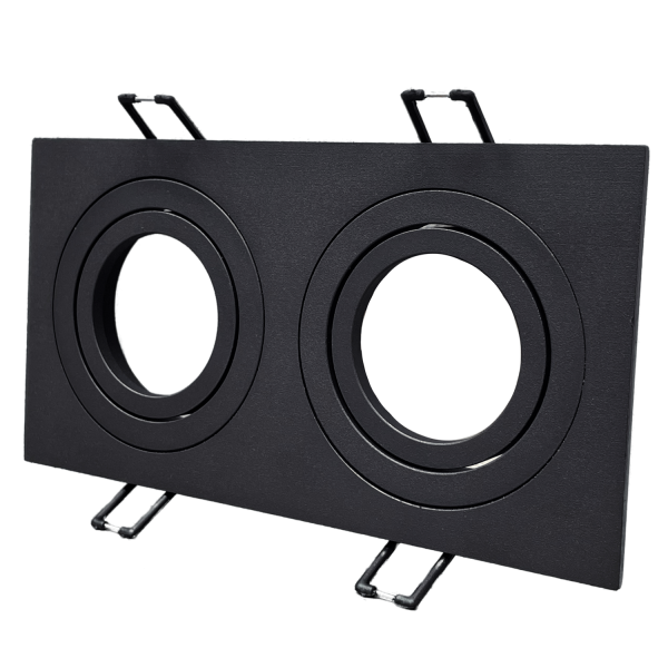 Изображение: светильник встраиваемый поворотный двойной под лампы 2* gu5.3, алюминий, 92*175мм, черный, ip20, tru в Минске