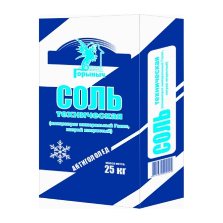 Изображение: соль техническая (концетрат минеральный галит,натрий хлористый) антигололед горыныч 25кг. в Минске