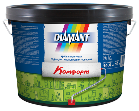Изображение: краска вд-ак  diamant  комфорт (белая)  0,9л в Минске