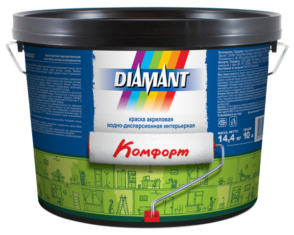 Изображение: краска вд-ак  diamant  комфорт (белая)  0,9л в Минске