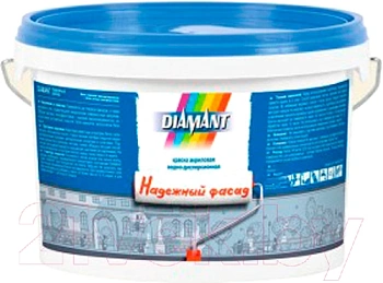 Картинка: краска акриловая в/д белая  diamant надежный фасад 15,5 кг в Минске