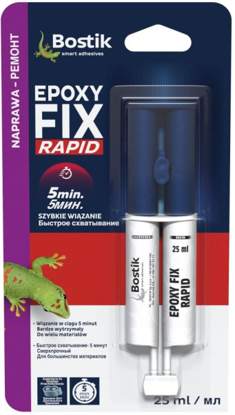 Клей для твердого пластика EPOXY FIX RAPID TRANSPARENT (2 х3мл) т.м.BOSTIK