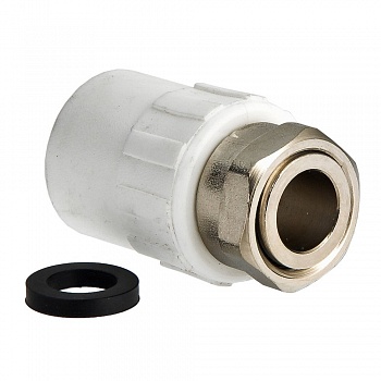 Картинка: муфта 20х3/4 с накидной гайкой (белая) ft05201 в Минске