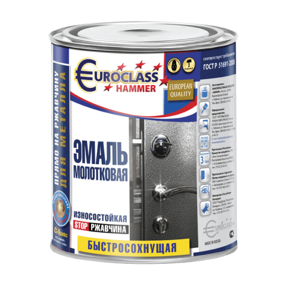 Изображение: эмаль декоративная "euroclass" с молотковым эффектом золотистая 0,4 кг в Минске