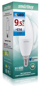 Картинка: лампа светодиодная (led) smartbuy-c37-9,5w/6000/е14 в Минске