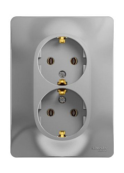 Картинка: розетка glossa gsl000324 2-мест. с/з б/ш с/рамк, алюм. т.м.schneider electric в Минске