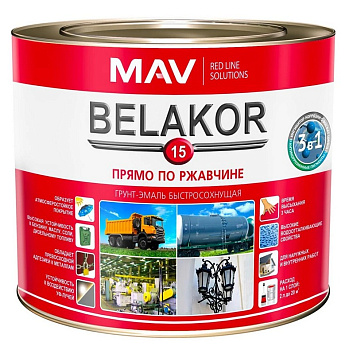 Картинка: грунт-эмаль belakor 15 прямо по ржавчине 3 в 1 быстросохнущая белый 2,4л  в Минске