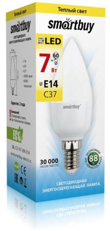 Изображение: лампа светодиодная (led) smartbuy-c37-07w/3000/e14 в Минске