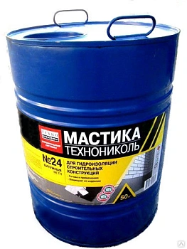 Картинка: мастика гидроиз. битумная холодная технониколь № 24  мгтн  ведро 50кг в Минске