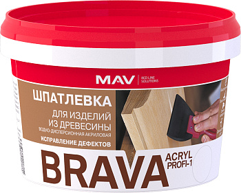 Картинка: шпатлевка brava acryl profi-1 для изделий из древесины белая 0,5л (0,7кг) в Минске