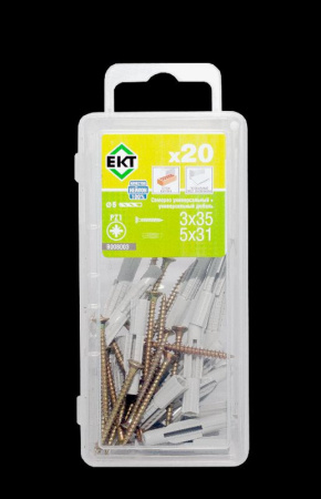 Саморез цинк 3х35+ универс.дюбель UDD5х31,нейлон (упак/20шт)