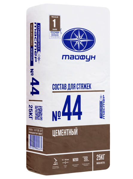 Изображение: тайфун-мастер № 44 смесь для стяжек цементная (меш25кг)  рб в Минске