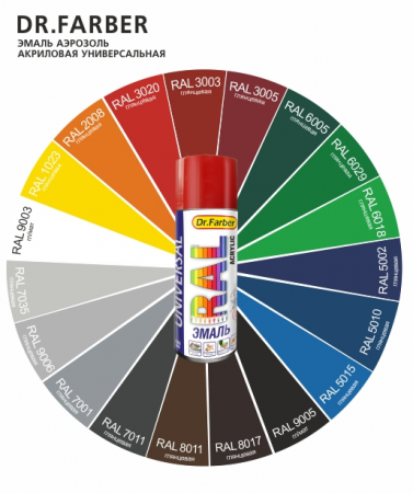 Изображение: эмаль-аэрозоль dr.farber акриловая универсальная ral 5015 глянцевая небесно-синий 520 мл в Минске